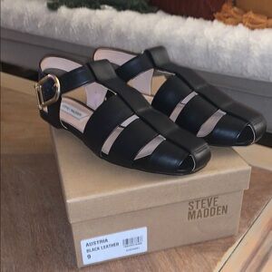 Steve Madden Black Leather Women's Sandal